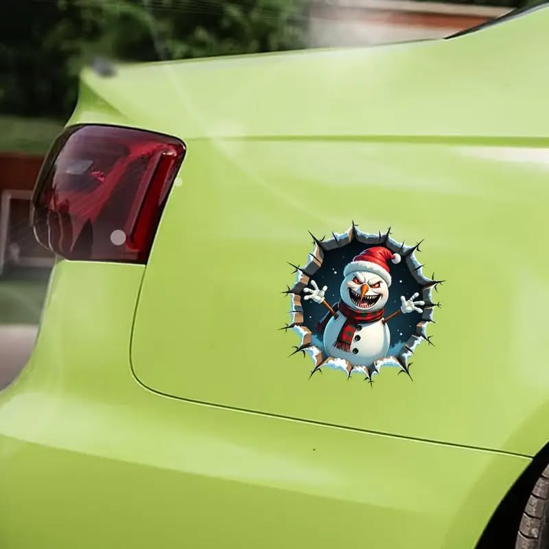 Christmas Festive Snowman Floral PVC Vinyl Car Decals Stickers Waterproof Self-Adhesive Decals for Cars, Laptops, Trucks, Motorcycles Wall Window Luggage Scratch Cover Door Decor Sticker - Image 4