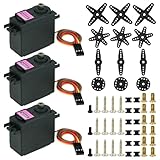 WWZMDiB 3Pcs MG996R 55g Metal Gear 180° Torque Digital Servo Motor for Remote Control Helicopter car Boat Robot