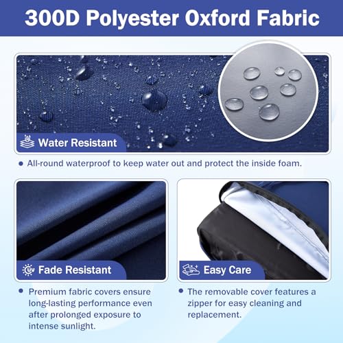 Image of Outdoor Chair Cushions, 24 x 24 Inch Outdoor Cushion for Patio Furniture, Patio Chair Cushion, Waterproof & Fade Resistant Deep Patio Furniture Cushions Set with Handle and Ties, Navy Blue (Set of 6)