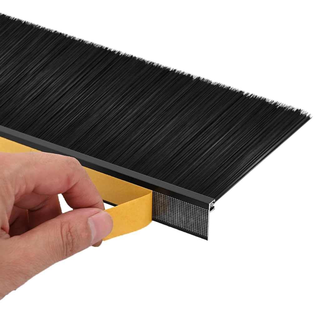 Selbstklebende Türbürstendichtung 6er Set Schwarz 100 cm, Zugluftstopper Türdichtung für Boden, Schalldämmend Insektenschutz