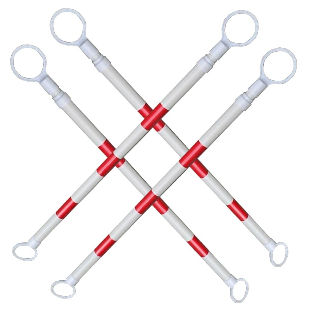 SGKOMN 16 Pcs Adjustable Traffic Cone Bar, 47-78 Inch Reflective Safety Barrier, Portable Red & White Temporary Security Divider for Traffic Control & Warning, Red and White-4pcs