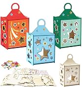 Produktbild von MONCAP 4 Stück Laternen Bastelset Kinder Sterne Laternen Zum Basteln Papierlaternen Kreativset Mond Sterne Laternen Papierbastelset Für Jungen Mädchen Geschenk Sankt Martin Laternenumzug Weihnachten
