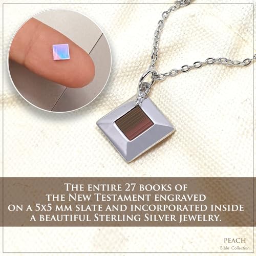 Sterling Silver Nano Bible Necklace for Women : World's Smallest New Testament Pendant For Her - Engraved with 27 Books Using Nano Technology. A Unique, Elegant and creative religious Valentines gift for wife or girlfriend2
