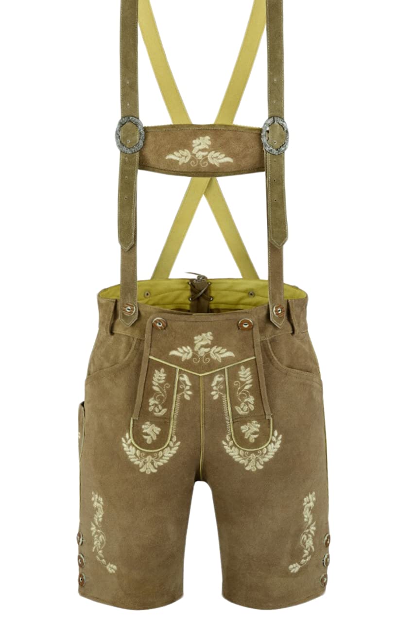 Trachten Set Herren Trachtenset Trachtenlederhose Kurz mit Hosenträger Trachtenhemd Blau-weiß-kariert oder Rot-weiß-kariert Gr.46-60 LE30