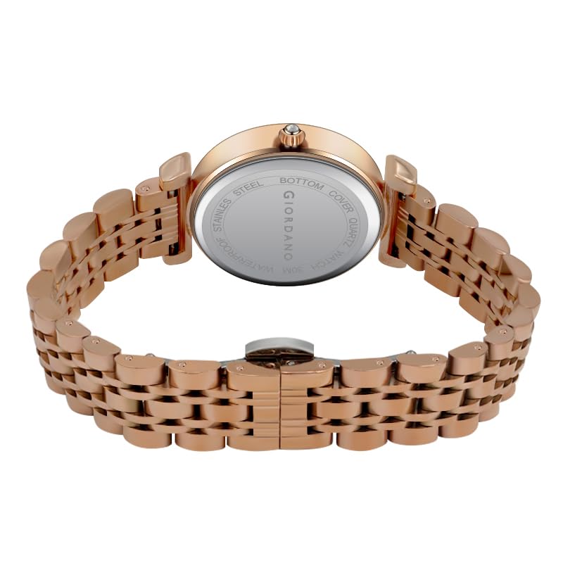 Image of Giordano Stylish Diamond Studded Analog Wrist Watch for Women with Elegant Diamond Cut Glass and Glass Coated Stainless Steel Strap - GZ-60084