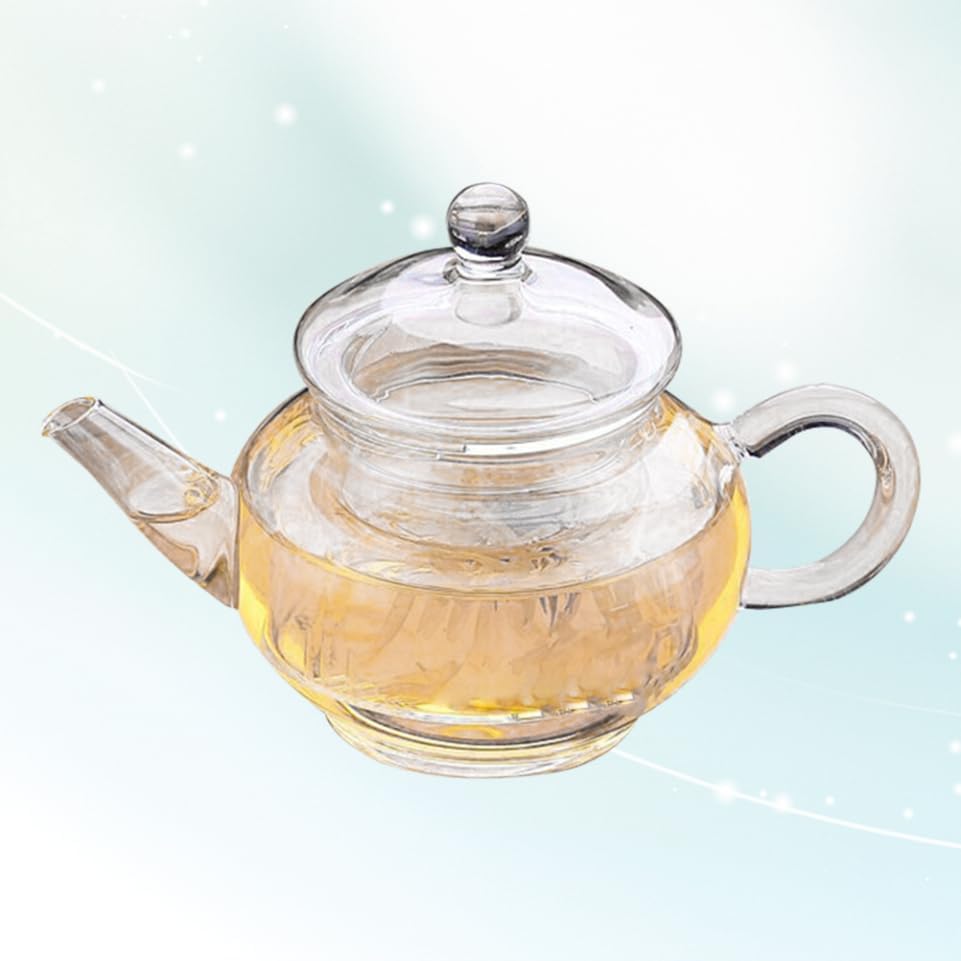 PRETYZOOM Borosilicate Glass Coffee Pot with Built-in Fine Mesh Tea Strainer Heat Resistant Small Transparent Kettle 3.15 Inch for Home Kitchen and Stovetop Use