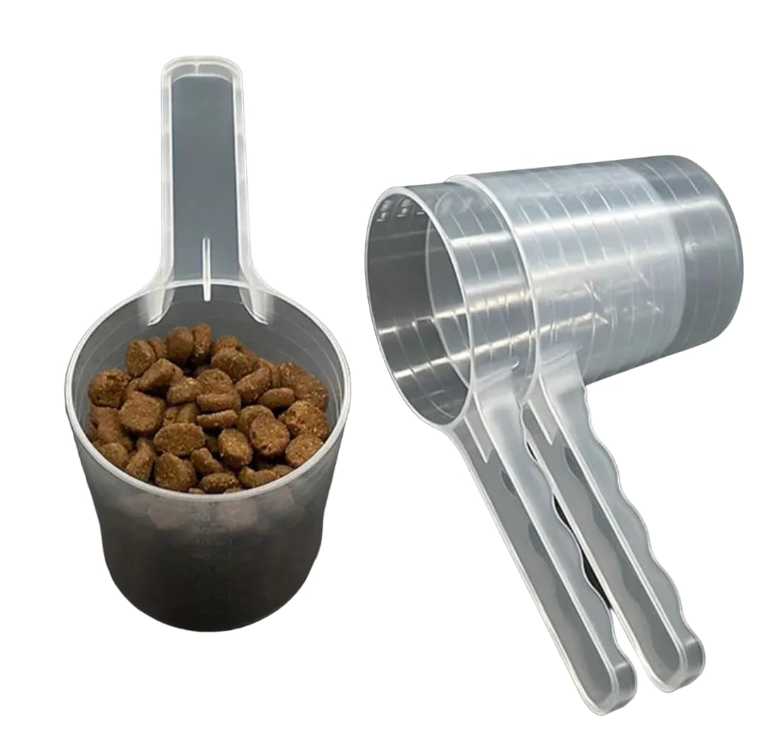 2 Pieces Measuring Spoons Set, Transparent Pet Spoons with Scale, 100ml, 70ml, 40ml, 10ml Measuring, Plastic Cat Feeding Spoon, Measuring Spoon For Milk Powder, Protein Powder, Flour, Kitchen Supplies