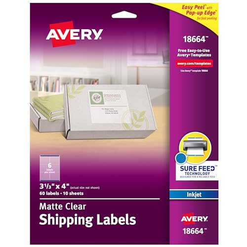 Étiquettes d'adresse transparentes Avery pour éviter les bavures sur enveloppe jet d'encre