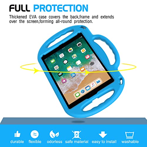 Avawo 9.7" Ipad 6Th Generation Kids Case, Ipad 5Th Generation Case, Ipad Air 2 Case - With Shoulder Strap, Shockproof Handle Stand Kids Case For Ipad 9.7" 2017 (5Th Gen) & 2018 (6Th Gen) - Blue #TOP6