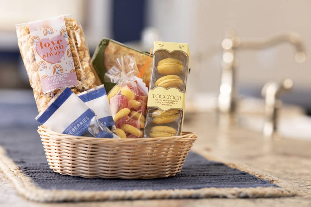 Geschenkkörbe, leer, kleiner Geschenkkorb, für Brot, Osterfüllung, Montessori, Servieren, Urlaub/Weihnachten, recycelter Kunststoff, gewebtes Weidengeflecht, Großpackung – 25,4 x 15,2 x 7,6 cm (10