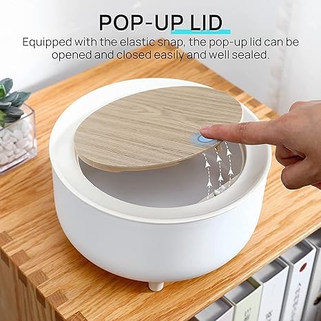 waqif Bathroom Trash Can,0.5 Gallon Waterproof Bathroom Garbage Can with Lid, press type Plastic Trash Bin for Bedroom, Kitchen, Office,RV White 3