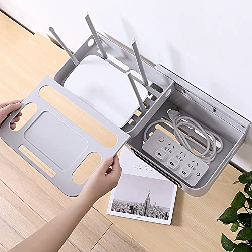 Caja organizadora para cables, caja para ocultar cables, caja para gestión de cables bajo escritorio, caja grande para almacenamiento de cables, organizador de cables, ocultador de cables para escritorio, gris miniatura 6