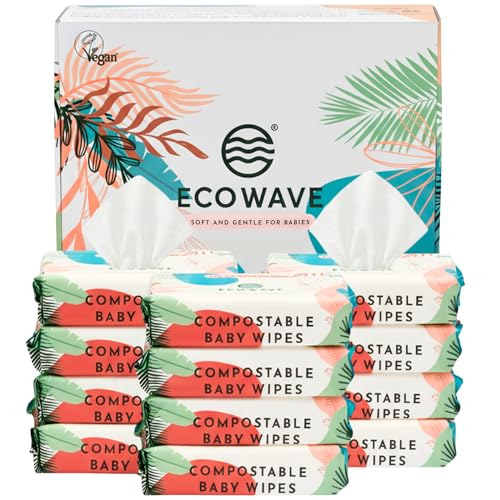 Eco Wave Baby Wipes, 100% Compostable Eco-Friendly...