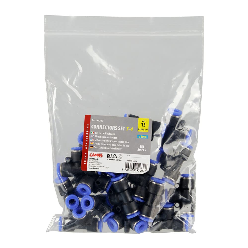 Raccordo Per Tubi Aria Lampa 98004 T-4 - Diametro 8mm, Resistenza Fino A 13 Bar