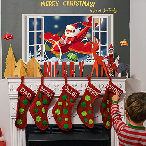 Christmas Wall Decals,3D Santa Claus Wall Stickers Christmas Wall Decals Peel And Stick Merry Christmas Quotes Decals For Wall,Xmas Wall Stickers For Party Supplies Living Room Kids Gift Winter Decor #TOP5