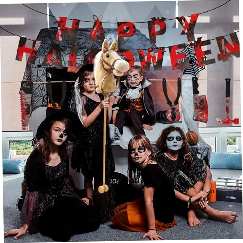 Cheval bâton marron en peluche idéal pour les aventures d'Halloween
