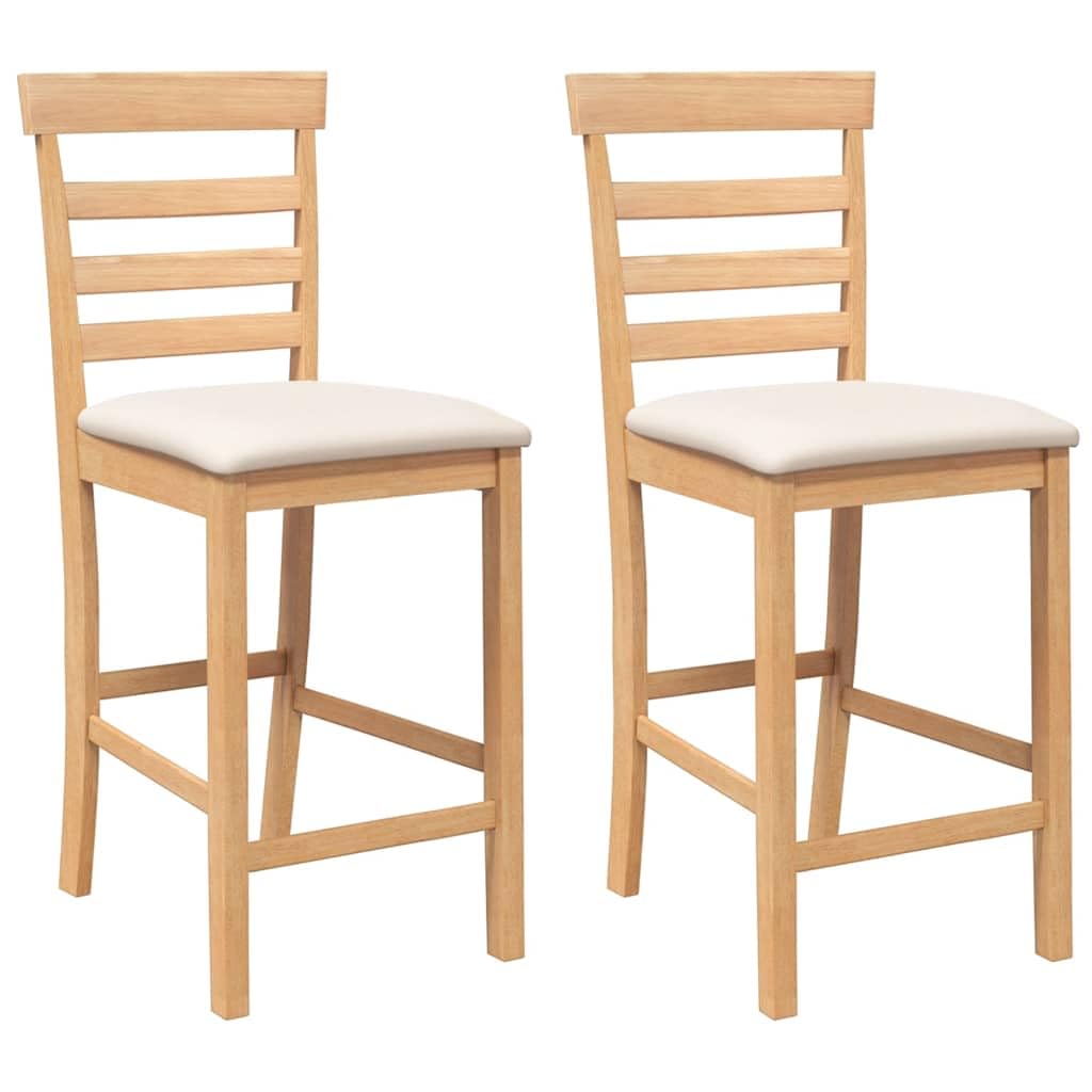 Taburetes de bar con almohadas 2 piezas Madera maciza Natural Caucho