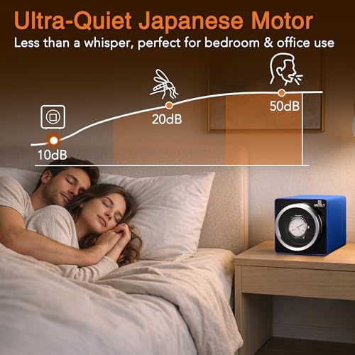 Image of MOZSLY Watch Winder for Automatic Watches Single Rotating Watch Box with Quiet Motor 12 Rotation Mode Setting Battery Powered or AC Adapter PU Leather