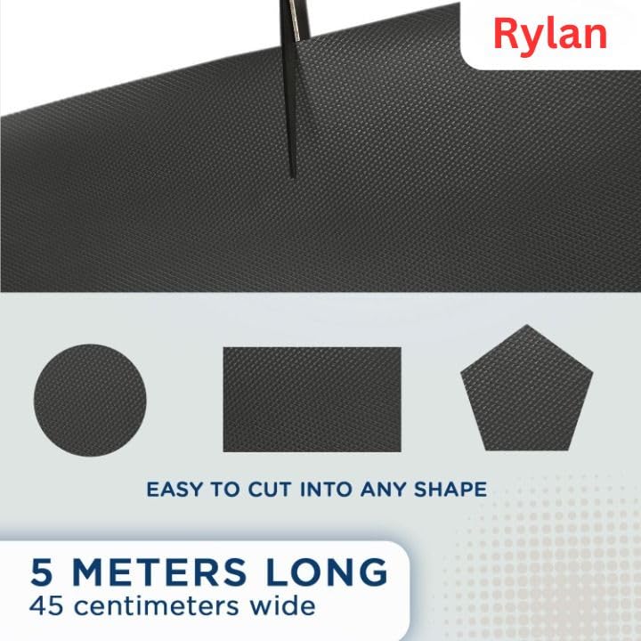 Image of Rylan (45 cm x 5 m) Multipurpose Anti-Slip Mat, Sheet for Fridge, Kitchens, Cupboard, Drawers, Shelf Liner | Super Strong EVA, Water Resistant (Diamond Texture, Black)