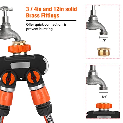 Image of HASTHIP Garden Hose Pipe Connector - Metal Thread Faucet Adapter - Garden Hose /Water Spigot Splitter - PVC Hose Splitter 2 Way Heavy Duty - Outdoor Faucet Splitter for Garden /Lawn Drip Irrigation