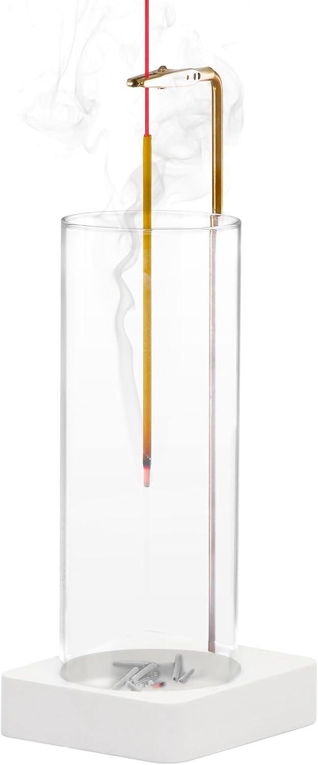 Durmmur Wooden Incense Holder for Sticks, Ash Catcher with Removable Glass