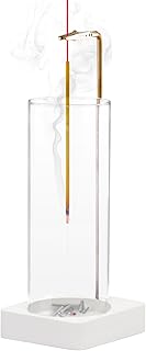 1 Pack Incense Holder for Sticks, Insence-Stick Holder Ash Catcher with Removable Glass [Anti-Ash Flying], Mess-Free Incense Burner Holder,Perfect for Meditation Yoga Relaxation,Home Decor(White Base)
