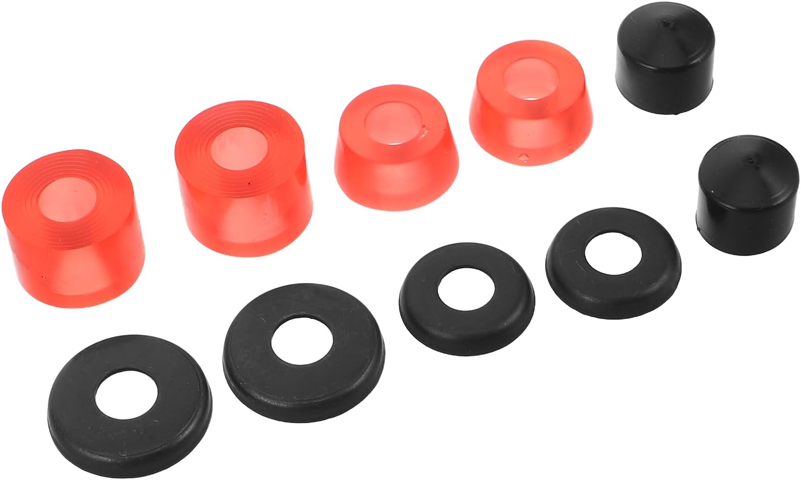 Skateboard Shock Absorbing Bushings Set with Red Pivot Cups and Washers for Longboard Trucks, Skateboard Truck Bushings Replacement for Outdoor Skateboarding