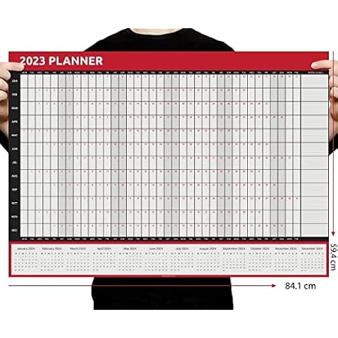 2023 Wall Planner Calendar A1 Size (84cm x 59cm) full Year to view Calendar Home Office Work runs jan to Dec JAN DEC Cover