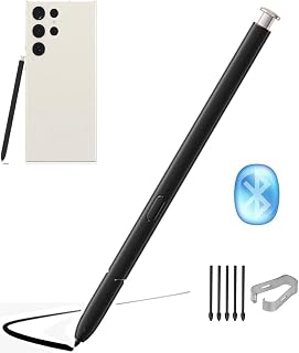 S Pen S23Ultra [WithBluetooth] Replacement for Samsung Galaxy S23 Ultra Stylus Pen 4096 Pressure Sensor Air Command Touch-Free Control+ 5*Tips (Cream)