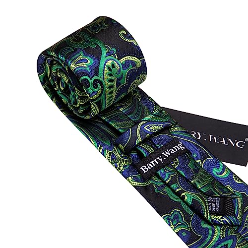 Image of Barry.Wang Paisley Tie Fashion Set Hanky Cufflinks Neckties for Men Woven Silk