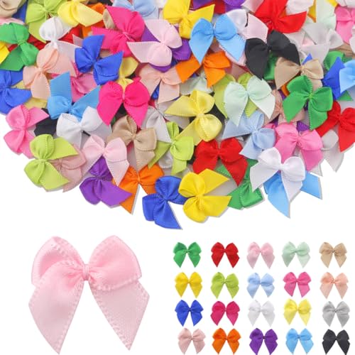 Babymatch Mini Satin Ribbon Bows: 1 inch Small Tiny DIY Crafts Sewing Appliques Gift Wrapping Party Decorations 200pcs (20colors x 10)