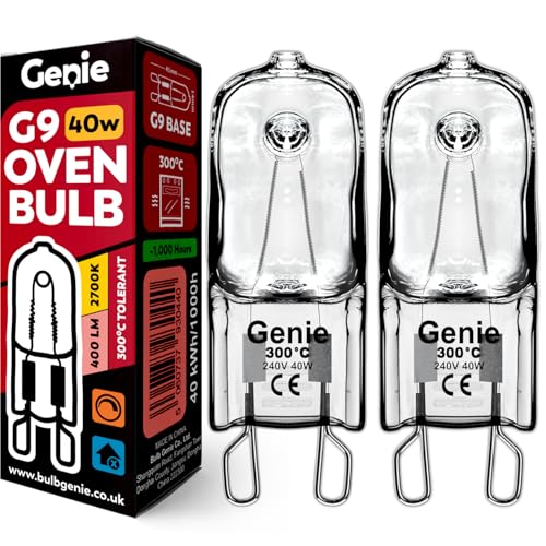 Genie G9 Halogen Oven Bulbs 40W 230V Pack of 2 Oven Rated 300 C