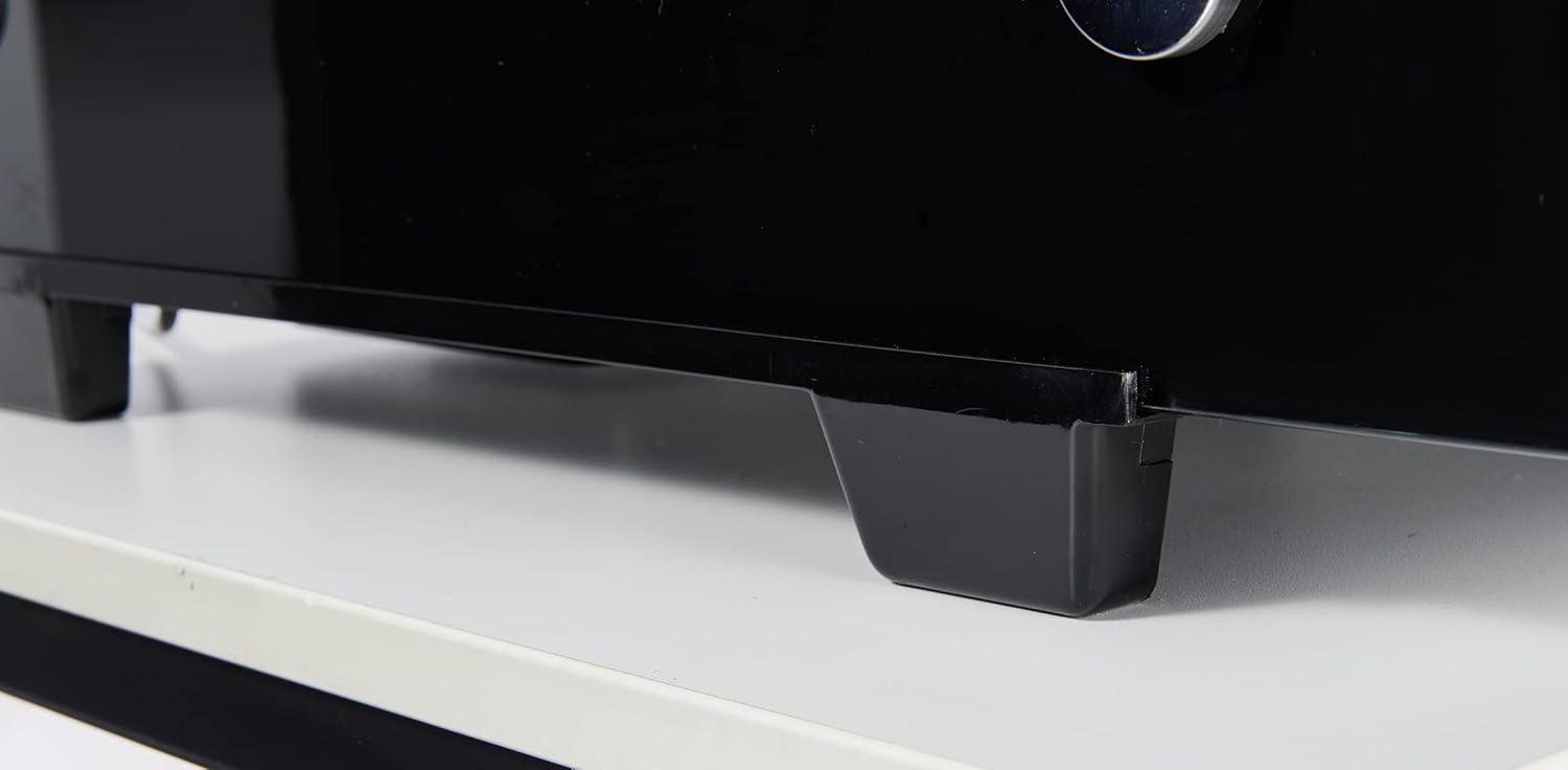Close-up of the adjustable feet at the bottom of the METRO Professional GCV1600 display case.