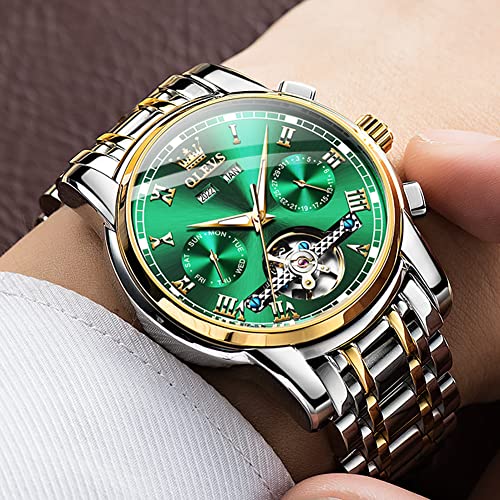 Image of OLEVS Watch Men Mechanical Luxury Classic Fashion Dress Men's Watches Waterproof Stainless Steel Self Winding Watches for Men Large Face Diamond Date No Battery Mens Watch Relojes para Hombres
