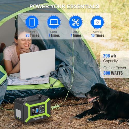 Portable Power Station 300W (Peak 600W), YKPOWER 296Wh Backup Lithium Battery Solar Generator with 110V AC Output, 60W USB-C PD Output, LED Light, Power Station for Outdoor Camping Travel RV CPAP Home - Image 4