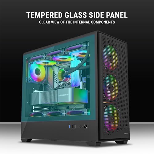 Image of Ant Esports EVO 360 Lite Mid-Tower Computer Case /Gaming Cabinet - Black | Support E-ATX, ATX, Micro-ATX, Mini-ITX | Pre-Installed 4 ARGB Fans