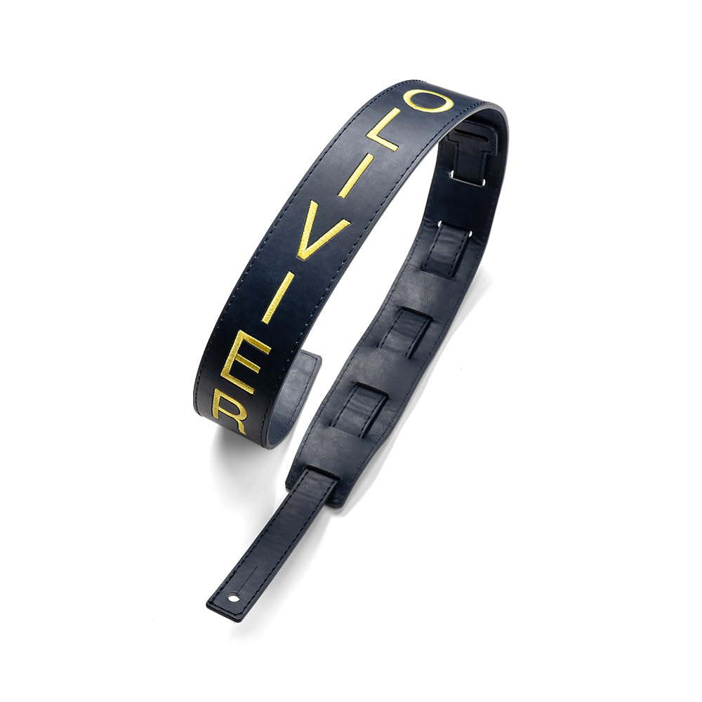 idooodle Personalized Leather Guitar Strap, Custom Embroidered Name Multicolor Guitar Straps Leather Ends for Bass, Electric & Acoustic Gift for Guitarists