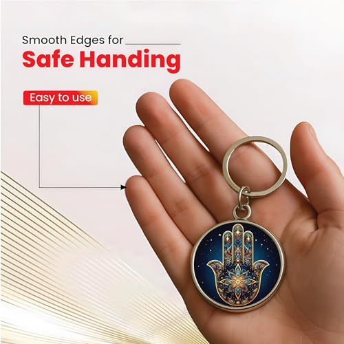 Image of MG | Protective Evil Eye /Spiritual Symbols /Om /Motivational Keychains | Double-Sided Metal Key Ring | Good Luck and devine Charm for Car, Bike, Home & Office