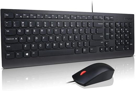 Lenovo Essential Wired Combo – Wired Keyboard and Mouse Set – USB – Black