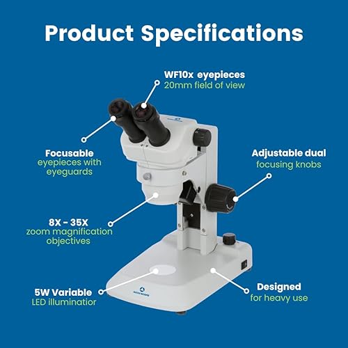 Miniatura 2 de Microscopio estéreo Accu-Scope 3078-LED - Ampliación de zoom 8-35X - Microscopio de disección para ciencia, gemologíajoyería, fabricación