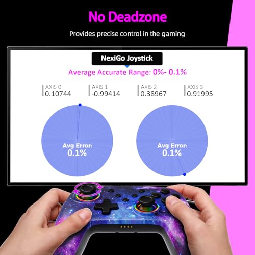 Image of NexiGo Wireless Controller (No Deadzone) for Switch 2 and Switch, Bluetooth Controllers for Nintendo Switch with Vibration, Motion, Turbo and LED Light (Cosmic Nebula)