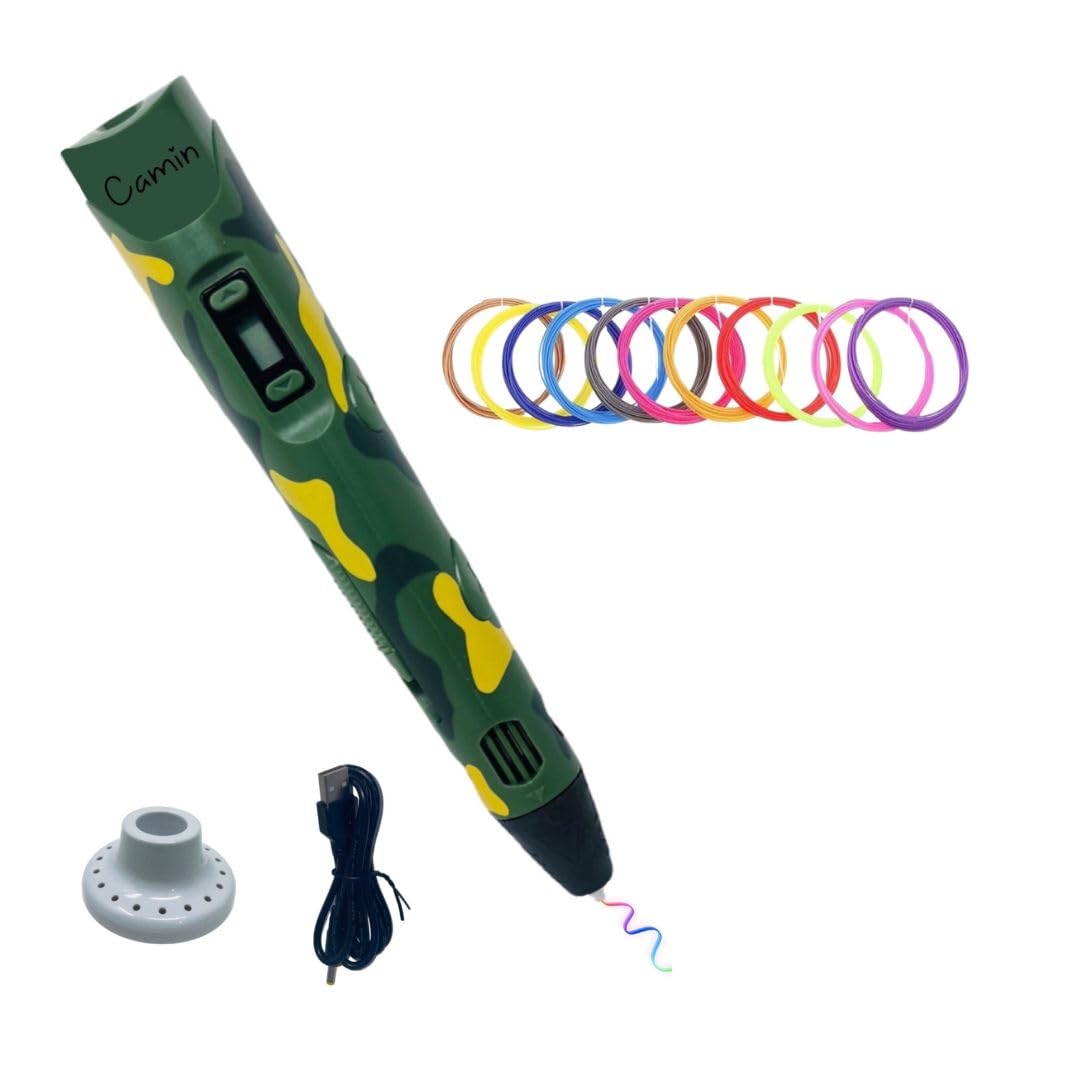 Promo 3D Pen for Kids | 3D Pen with USB & 10 PLA 5 mtr (Camoflauge)-picture-19