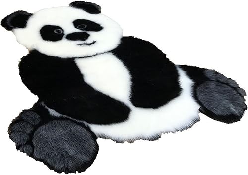 Linda alfombra negra de panda suave, esponjosa, de piel sintética, antideslizante, gruesa, lavada, con forma de panda, para sala de estar,