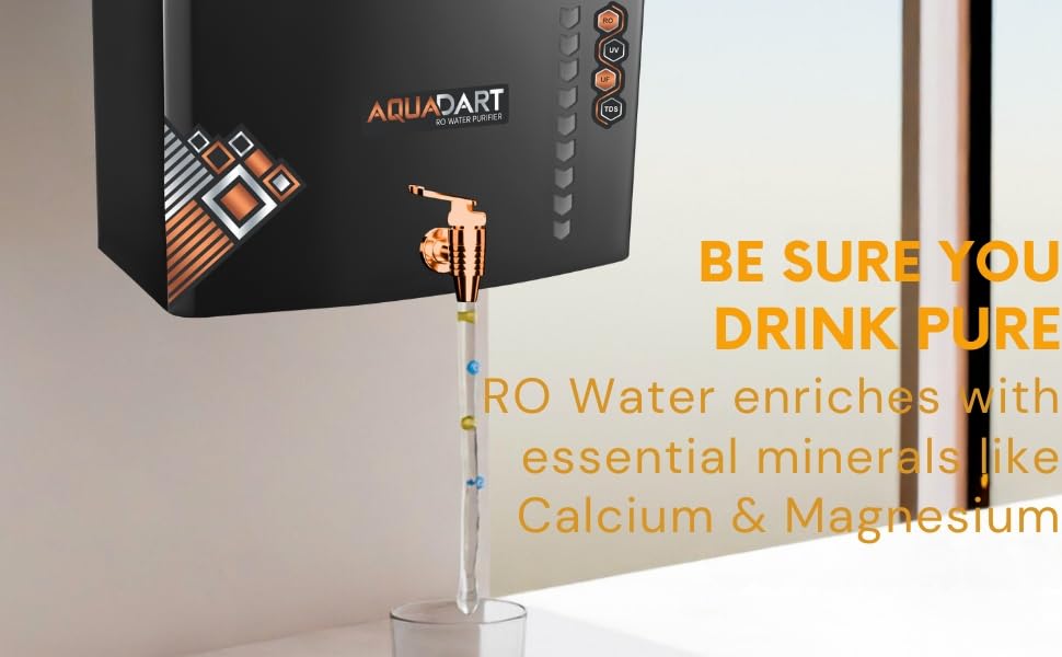 Image of AquaDart Alkaline Copper RO Water Purifier with UV, UF and TDS Controller Fully Automatic Function 12Liter Large Storage Tank, Suitable for all type of water supply and Best For (Home and Office)