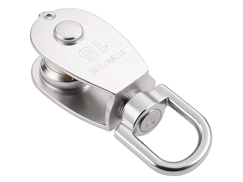 Miniatura 3 de I-MART Paquete de 12 poleas M15, polea giratoria de acero inoxidable 304, polea de cuerda resistente para elevación, polea de cable para cuerda de