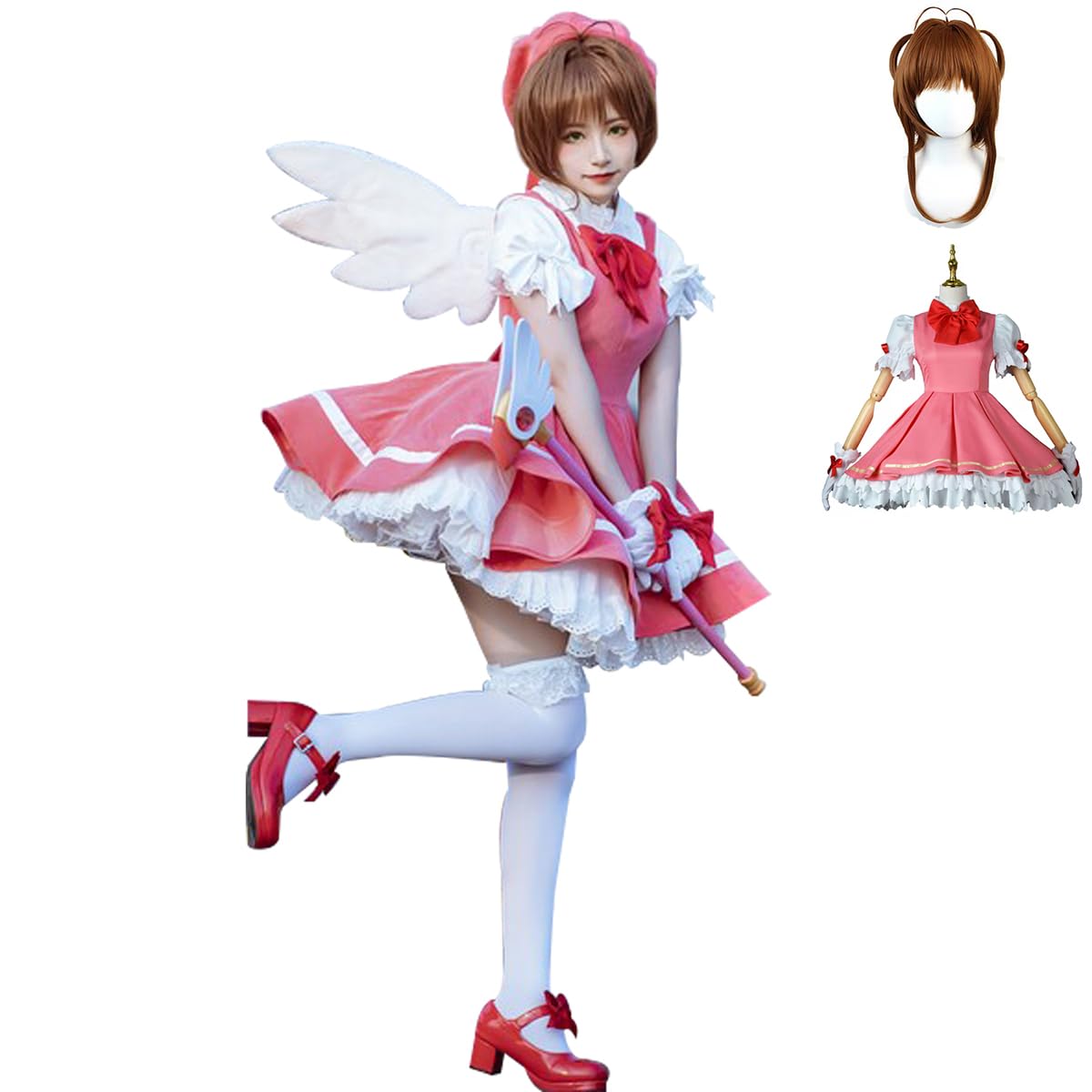 Cardcaptor Sakura Cosplay Sakura Uniform Pink Dress Battle Suit Halloween Outfits