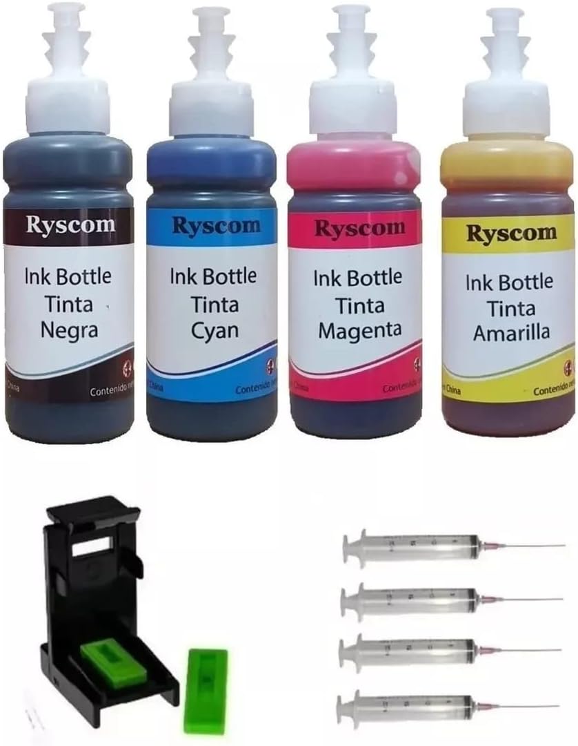 INK Depot Juego de 4 Tintas Marca Compatible con HP para Recarga de impresoras, multifuncionales