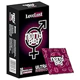 NottyBoy LoveLust Ultra Ribbed Lubricated Condom for Men -10 Count