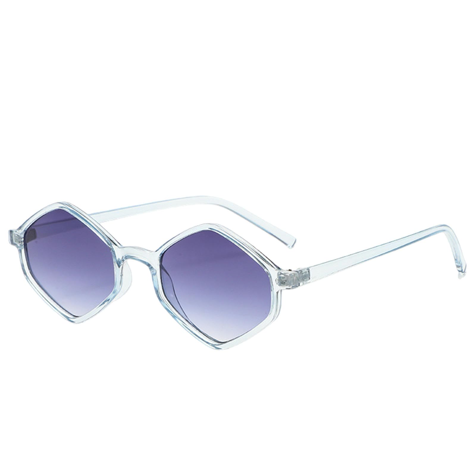 Gyios sunglasses Rhombus Frame Men Women Polygonal Small Irregular Sun Glasses Vintage Personality Shades Goggles-translucent Blue Gradient Lens