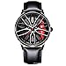 Produktbild MIDYUID Herren Uhren Hohl Auto Rad Felgen Nabe Uhr Wasserdicht Sport Uhr Armbanduhren für Herren Geschenke (Red-03)
